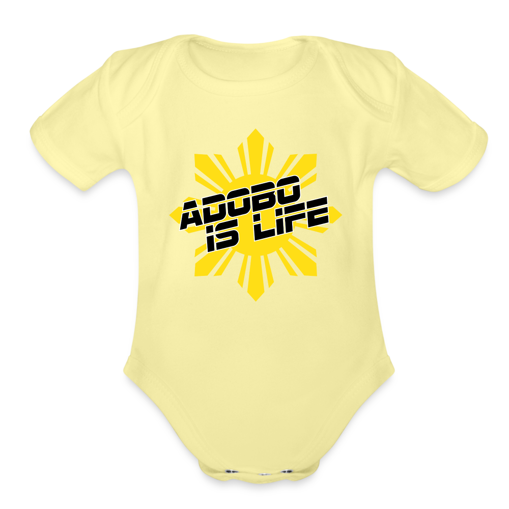 Adobo is Life Organic Short Sleeve Baby Bodysuit - washed yellow