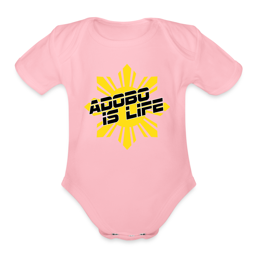 Adobo is Life Organic Short Sleeve Baby Bodysuit - light pink