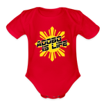 Adobo is Life Organic Short Sleeve Baby Bodysuit - red