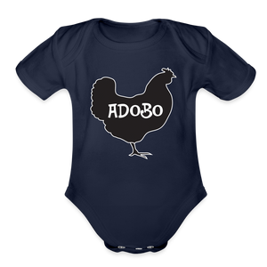 Chicken Adobo Organic Short Sleeve Baby Bodysuit - dark navy