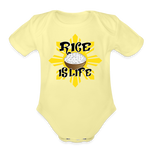 Rice is Life Organic Short Sleeve Baby Bodysuit - washed yellow