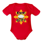 Rice is Life Organic Short Sleeve Baby Bodysuit - red