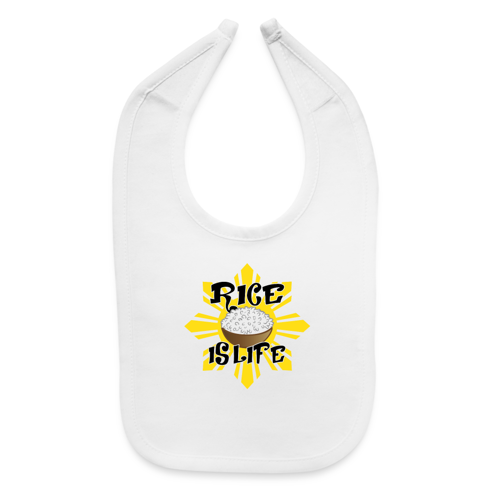 Rice is Life Baby Bib - white