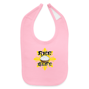 Rice is Life Baby Bib - light pink