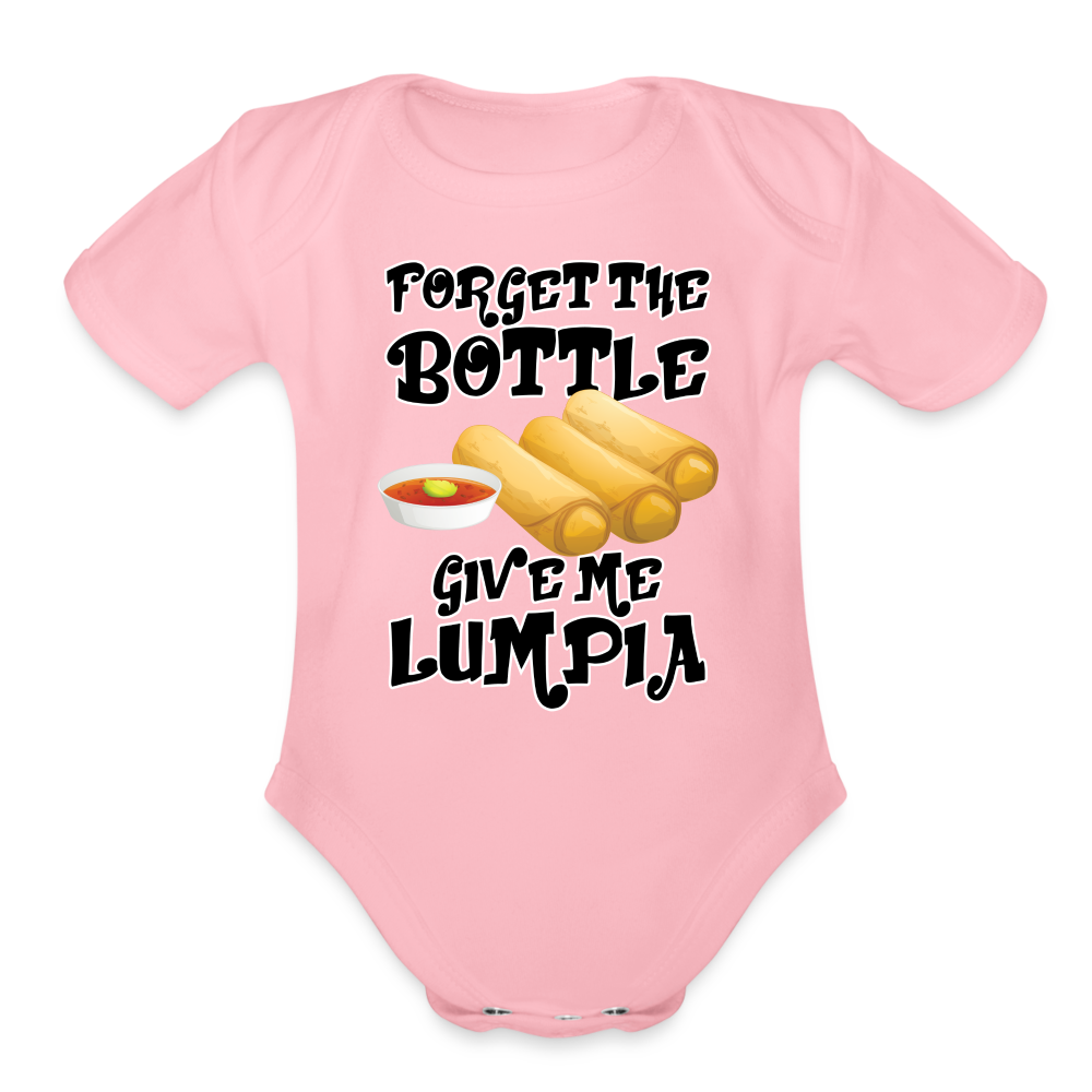 Forget the Bottle Give Me Lumpia Organic Short Sleeve Baby Bodysuit - light pink