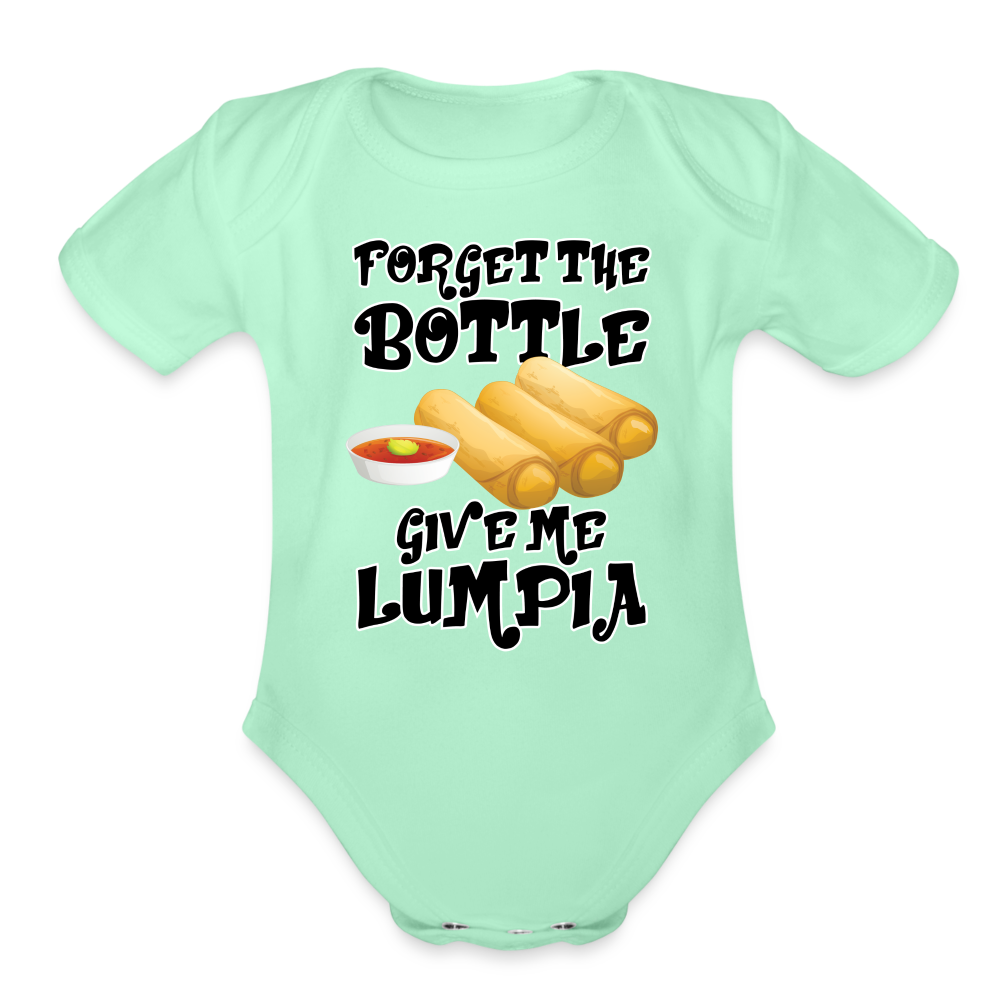 Forget the Bottle Give Me Lumpia Organic Short Sleeve Baby Bodysuit - light mint
