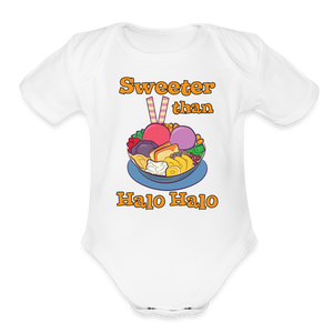 Sweeter Than Halo Halo Organic Short Sleeve Baby Bodysuit - white