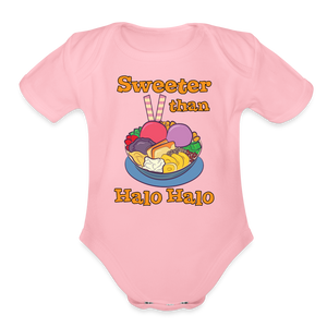 Sweeter Than Halo Halo Organic Short Sleeve Baby Bodysuit - light pink
