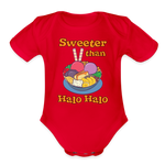 Sweeter Than Halo Halo Organic Short Sleeve Baby Bodysuit - red