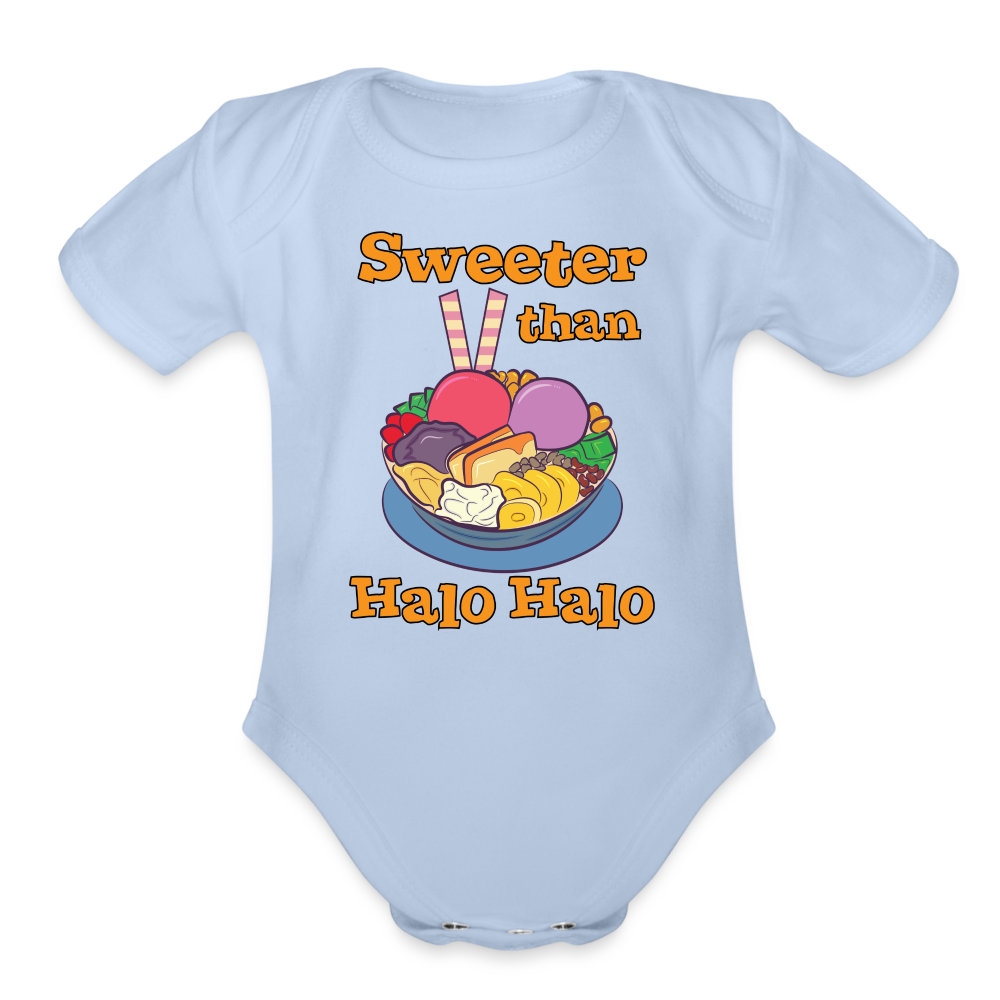 Sweeter Than Halo Halo Organic Short Sleeve Baby Bodysuit - sky
