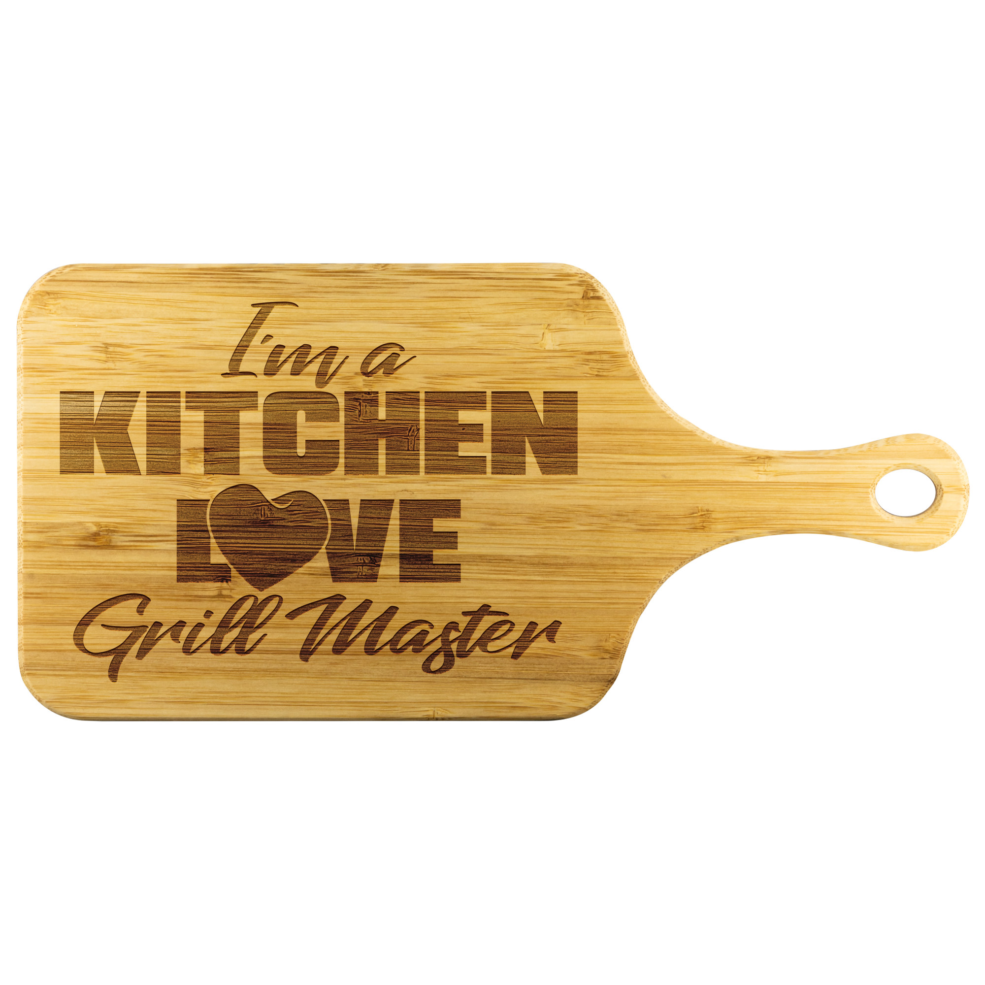 I'm a Kitchen Love Grill Master Bamboo Cutting Board with Handle