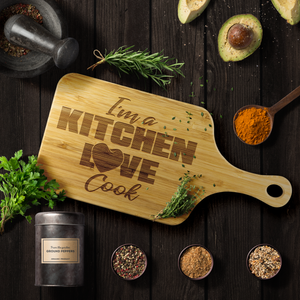 I'm a Kitchen Love Cook Bamboo Cutting Board with Handle